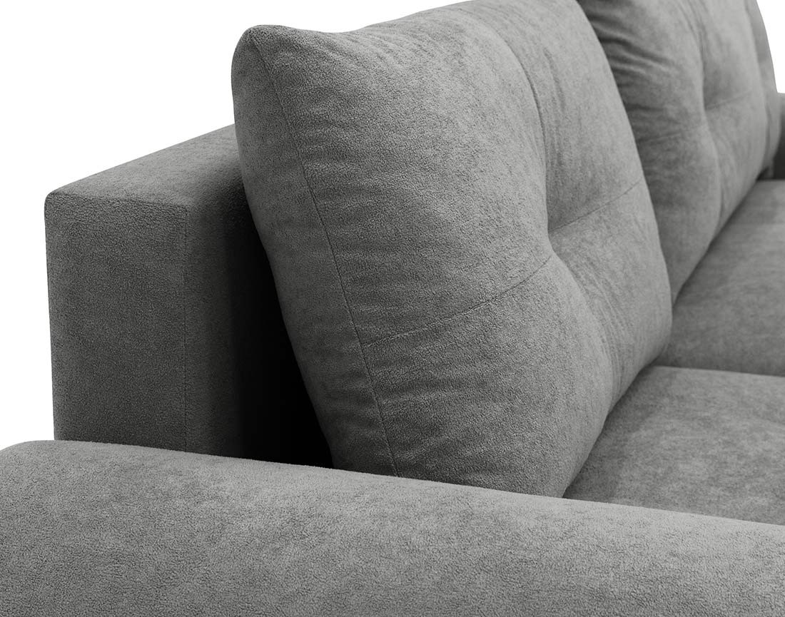 Canapé d'angle gauche 4 places convertible avec coffre en tissu texturé Luzzio