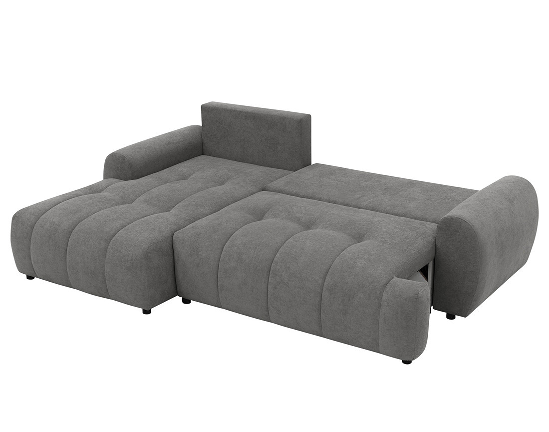 Canapé d'angle gauche 4 places convertible avec coffre en tissu texturé Luzzio