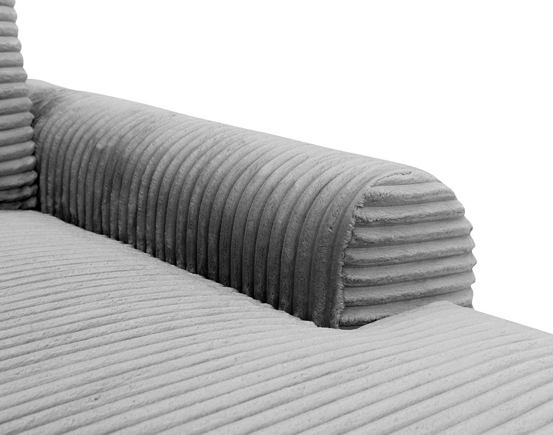 Canapé d'angle droit 4 places convertible avec coffre en velours côtelé grosses côtes Silvano