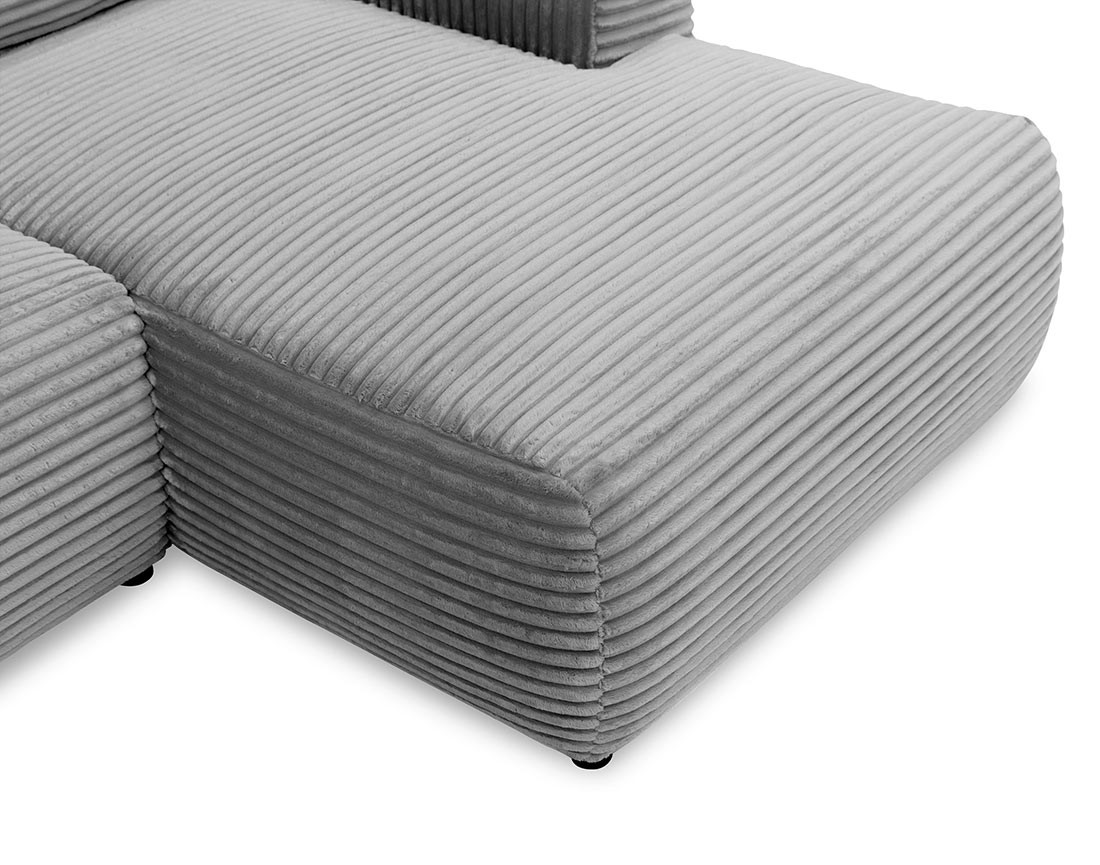 Canapé d'angle droit 4 places convertible avec coffre en velours côtelé grosses côtes Silvano