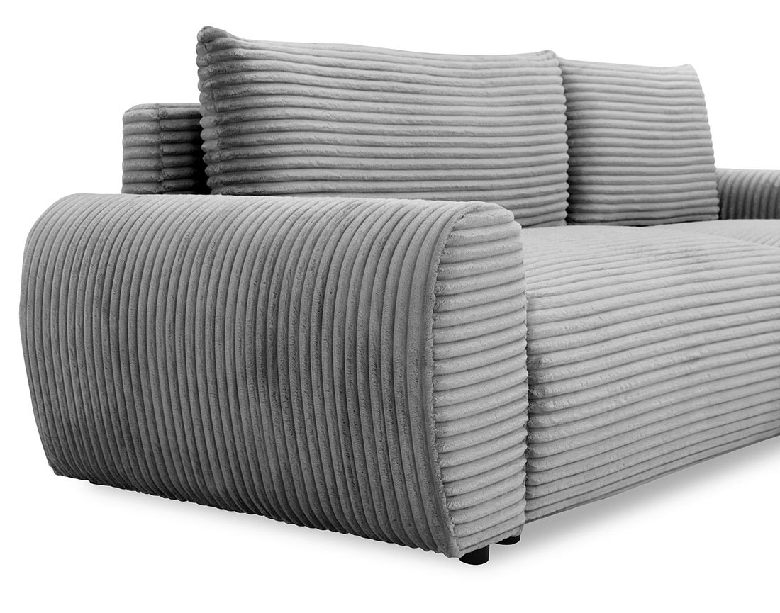 Canapé d'angle droit 4 places convertible avec coffre en velours côtelé grosses côtes Silvano