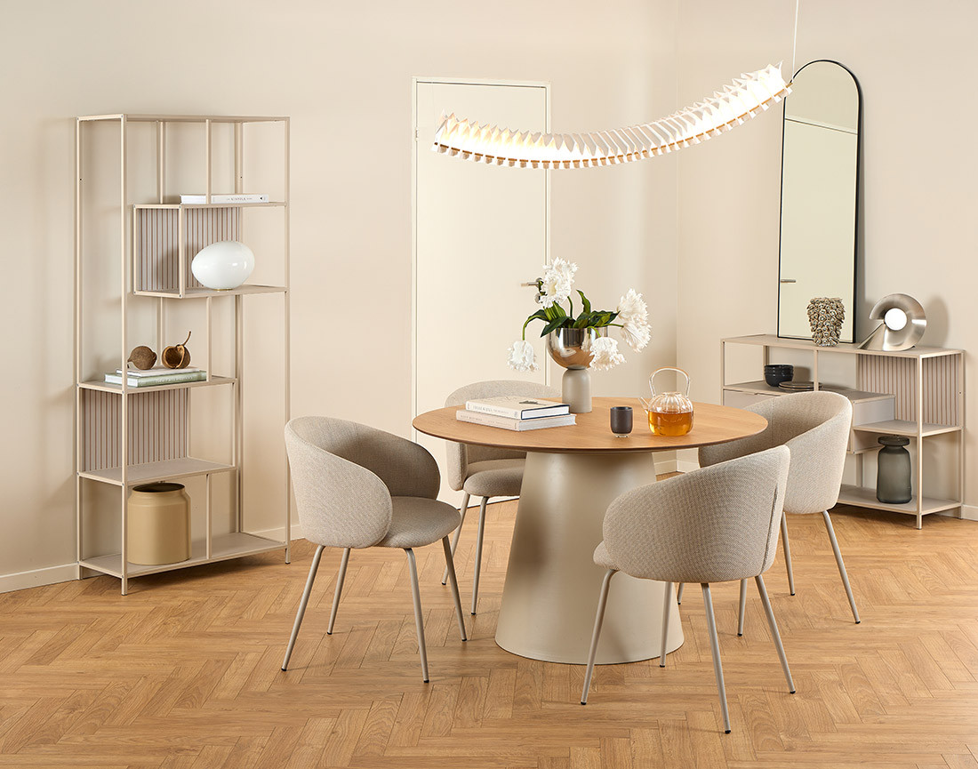 Étagère filaire métal avec plaquage en bois blanchi 77 cm gris Anthea