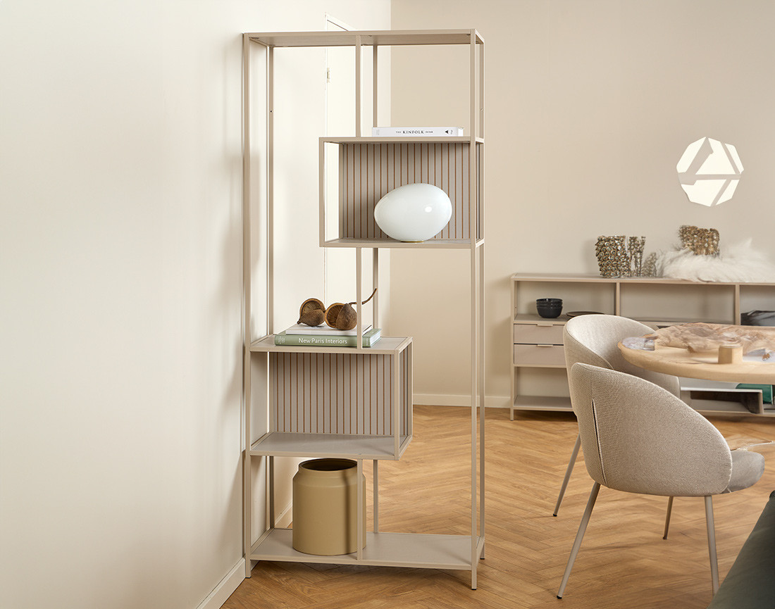 Étagère filaire métal avec plaquage en bois blanchi 77 cm gris Anthea