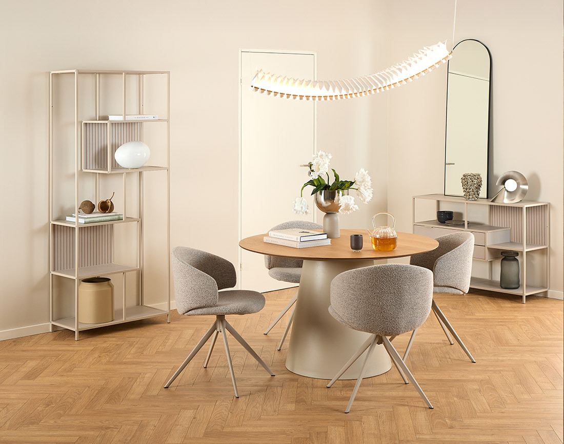 Étagère filaire métal avec plaquage en bois blanchi 77 cm gris Anthea