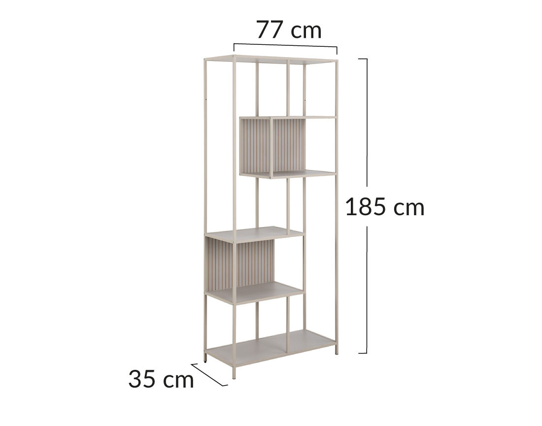 Étagère filaire métal avec plaquage en bois blanchi 77 cm gris Anthea