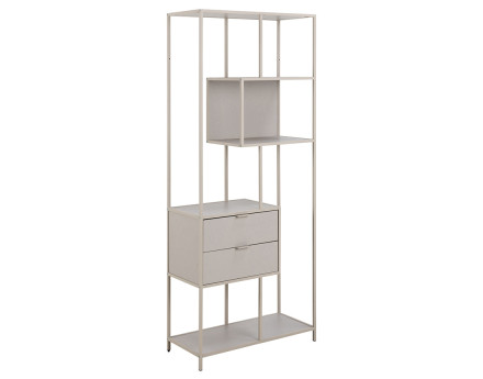 Étagère filaire métal avec plaquage en bois blanchi avec tiroirs 77 cm gris Anthea