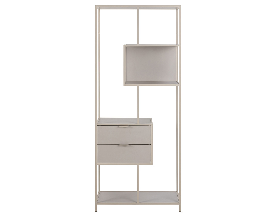 Étagère filaire métal avec plaquage en bois blanchi avec tiroirs 77 cm gris Anthea