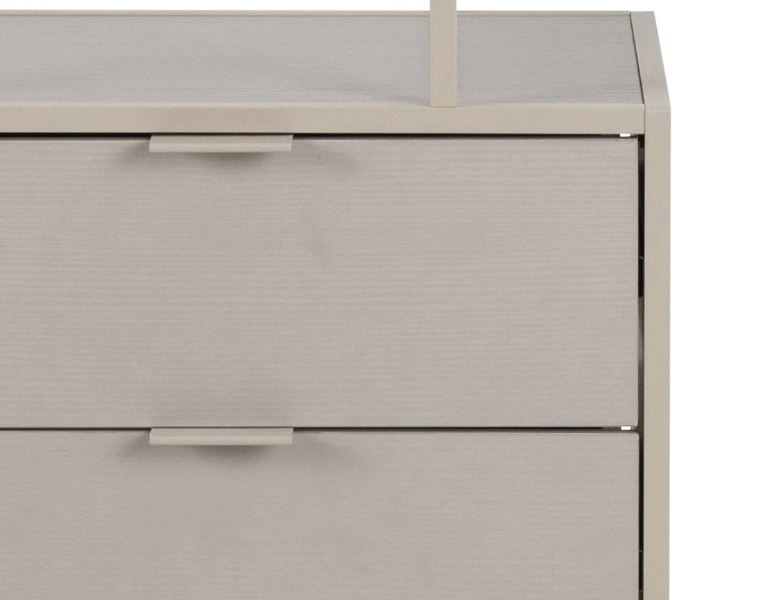 Étagère filaire métal avec plaquage en bois blanchi avec tiroirs 77 cm gris Anthea