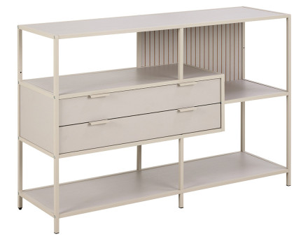 Étagère filaire métal avec plaquage en bois blanchi avec tiroirs 114 cm gris Anthea