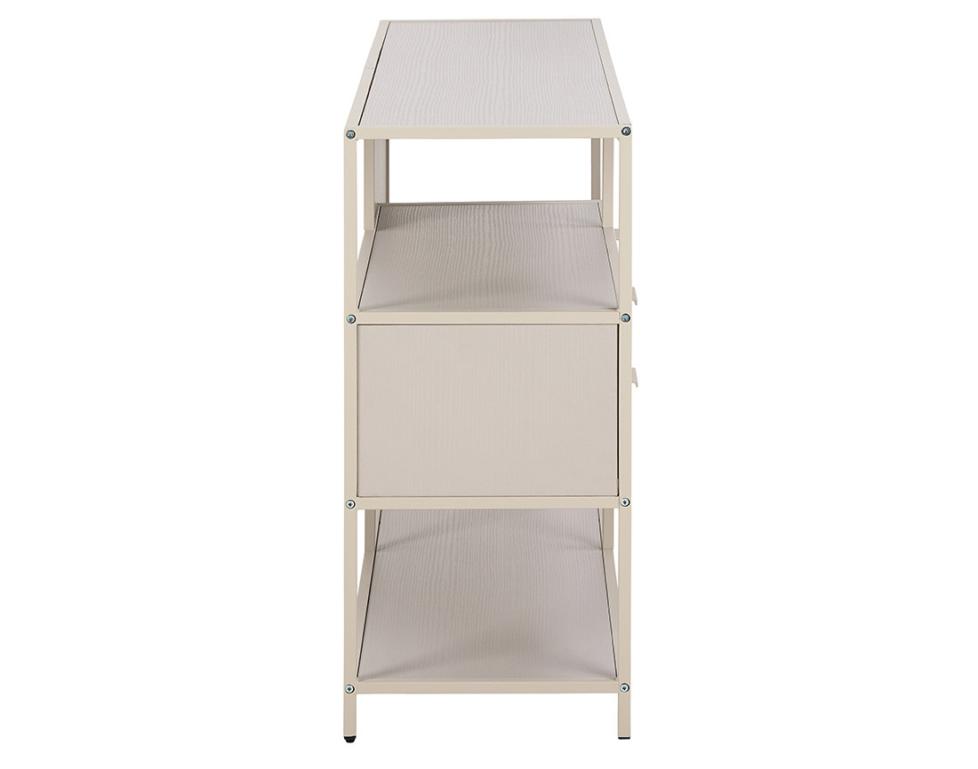 Étagère filaire métal avec plaquage en bois blanchi avec tiroirs 114 cm gris Anthea