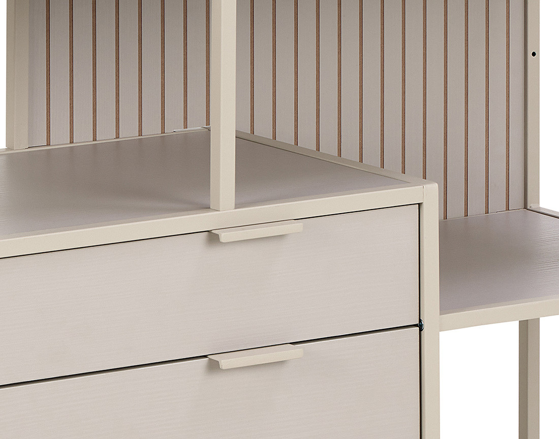 Étagère filaire métal avec plaquage en bois blanchi avec tiroirs 114 cm gris Anthea