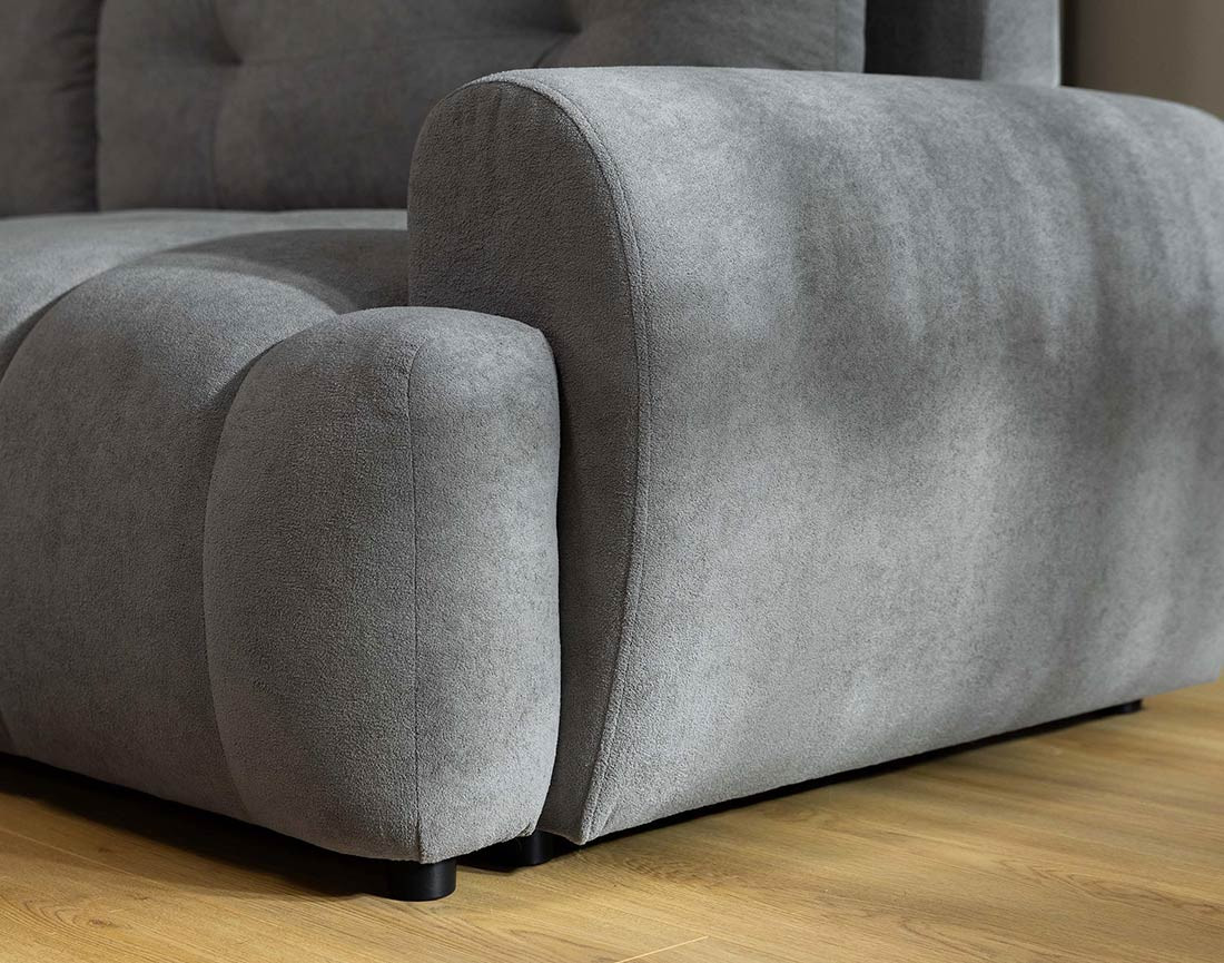 Canapé d'angle gauche 4 places convertible avec coffre en tissu texturé Luzzio