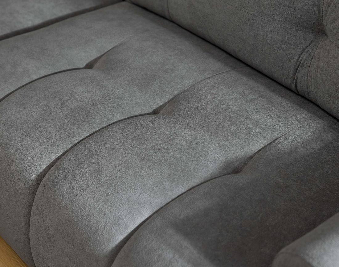 Canapé d'angle gauche 4 places convertible avec coffre en tissu texturé Luzzio