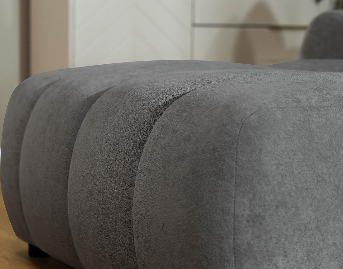 Canapé d'angle gauche 4 places convertible avec coffre en tissu texturé Luzzio