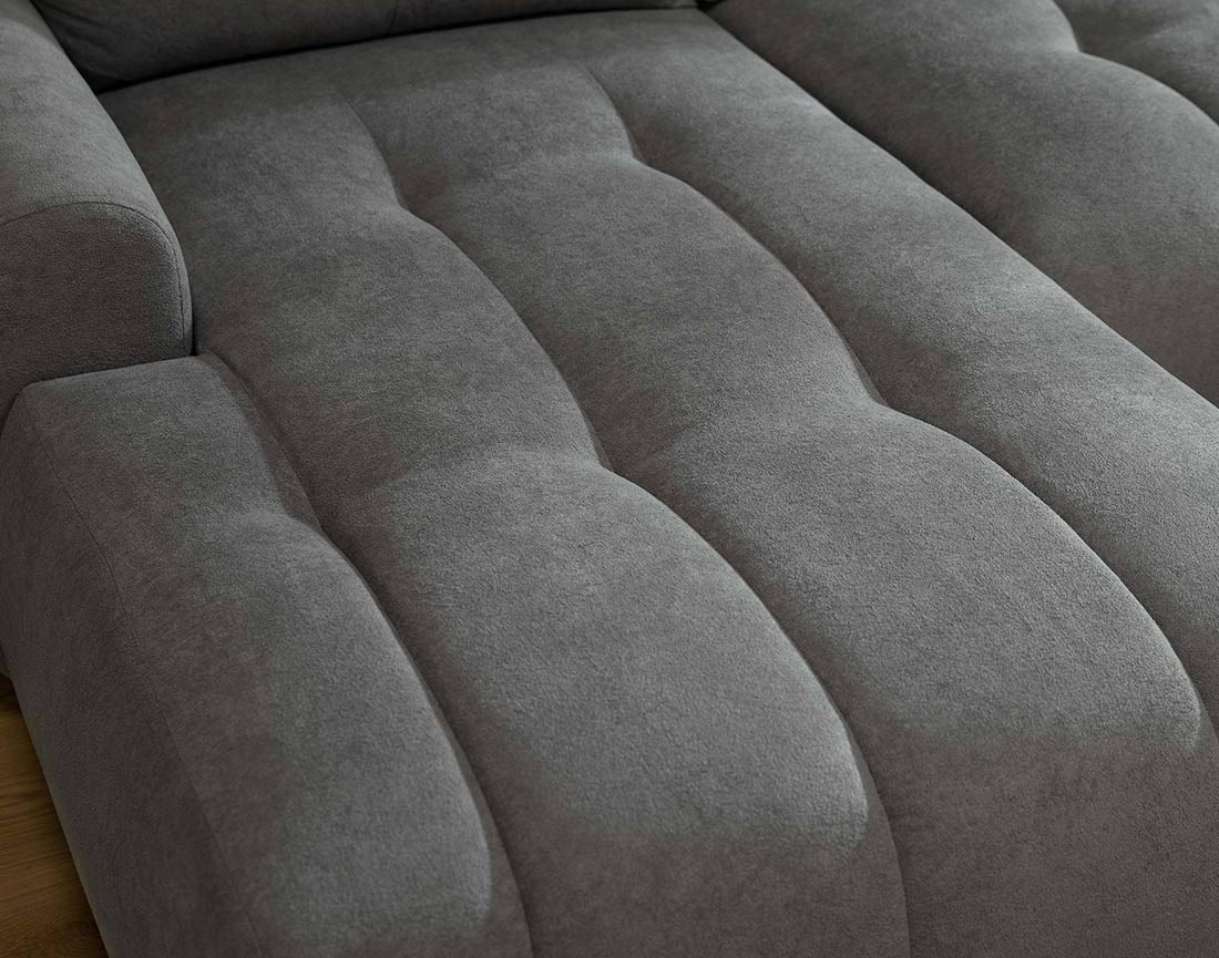 Canapé d'angle gauche 4 places convertible avec coffre en tissu texturé Luzzio