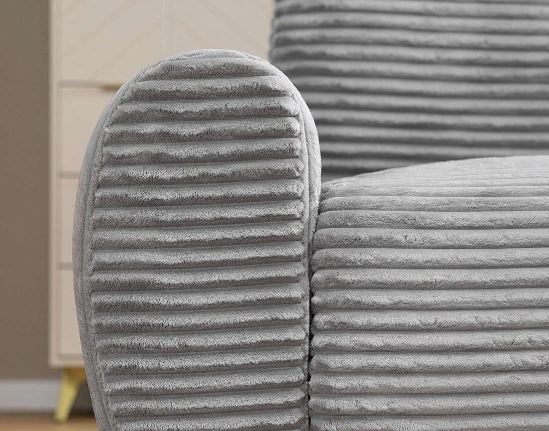 Canapé d'angle droit 4 places convertible avec coffre en velours côtelé grosses côtes Silvano