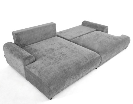 Canapé d'angle gauche 4 places convertible avec coffre en velours texturé Nelly