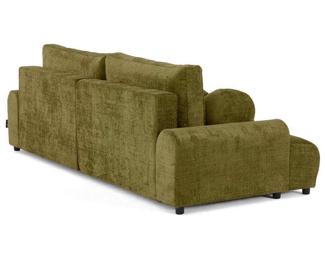 Canapé d'angle droit 4 places convertible avec coffre en velours texturé Nelly
