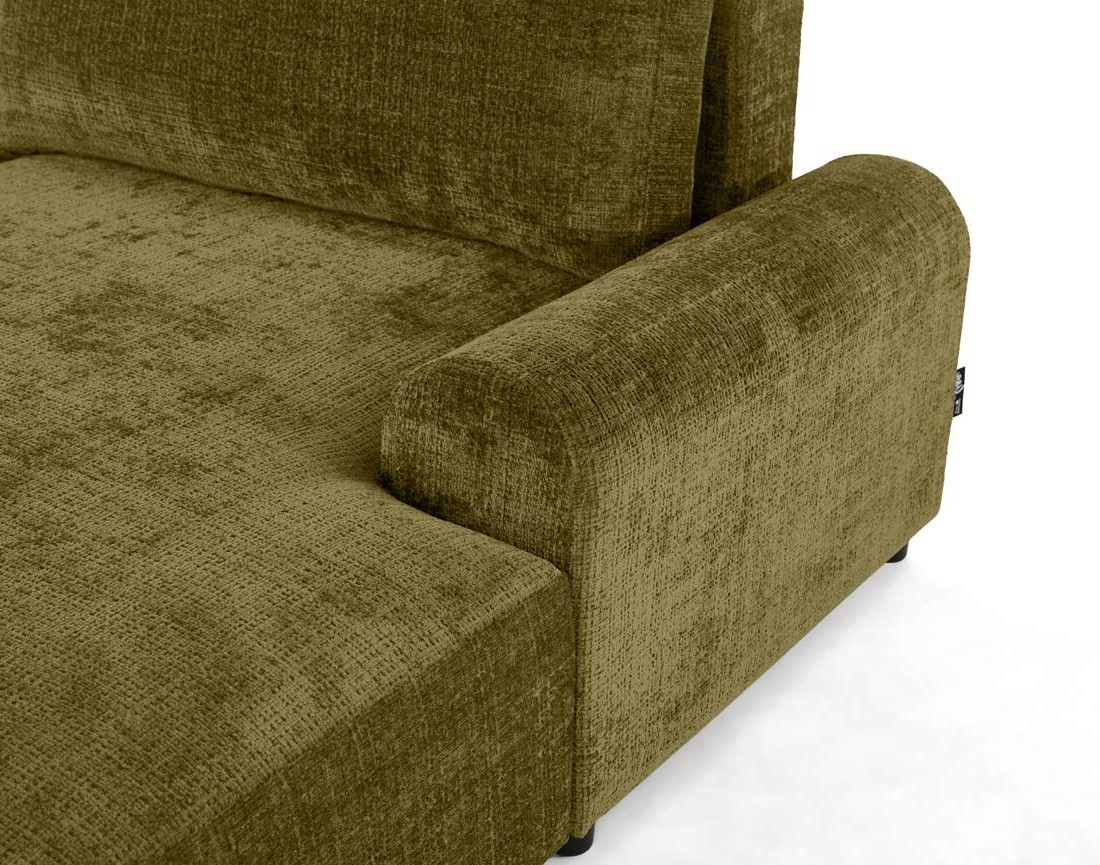 Canapé d'angle droit 4 places convertible avec coffre en velours texturé Nelly