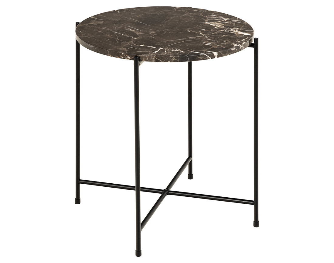 Table basse 42 cm plateau en marbre pieds en acier Ezaro