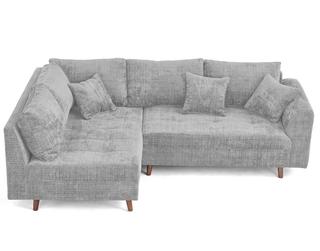 Canapé d'angle gauche 4 places en velours texturé Rune