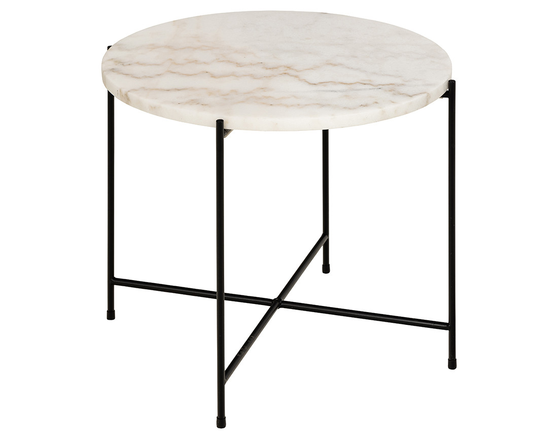 Table basse 52 cm plateau en marbre pieds en acier Ezaro