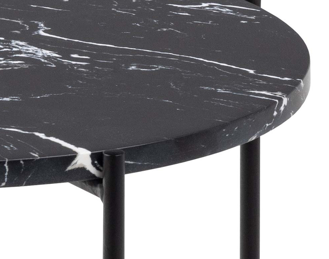 Table basse 52 cm plateau en marbre pieds en acier Ezaro