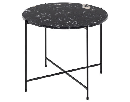 Table basse 52 cm plateau en marbre pieds en acier Ezaro