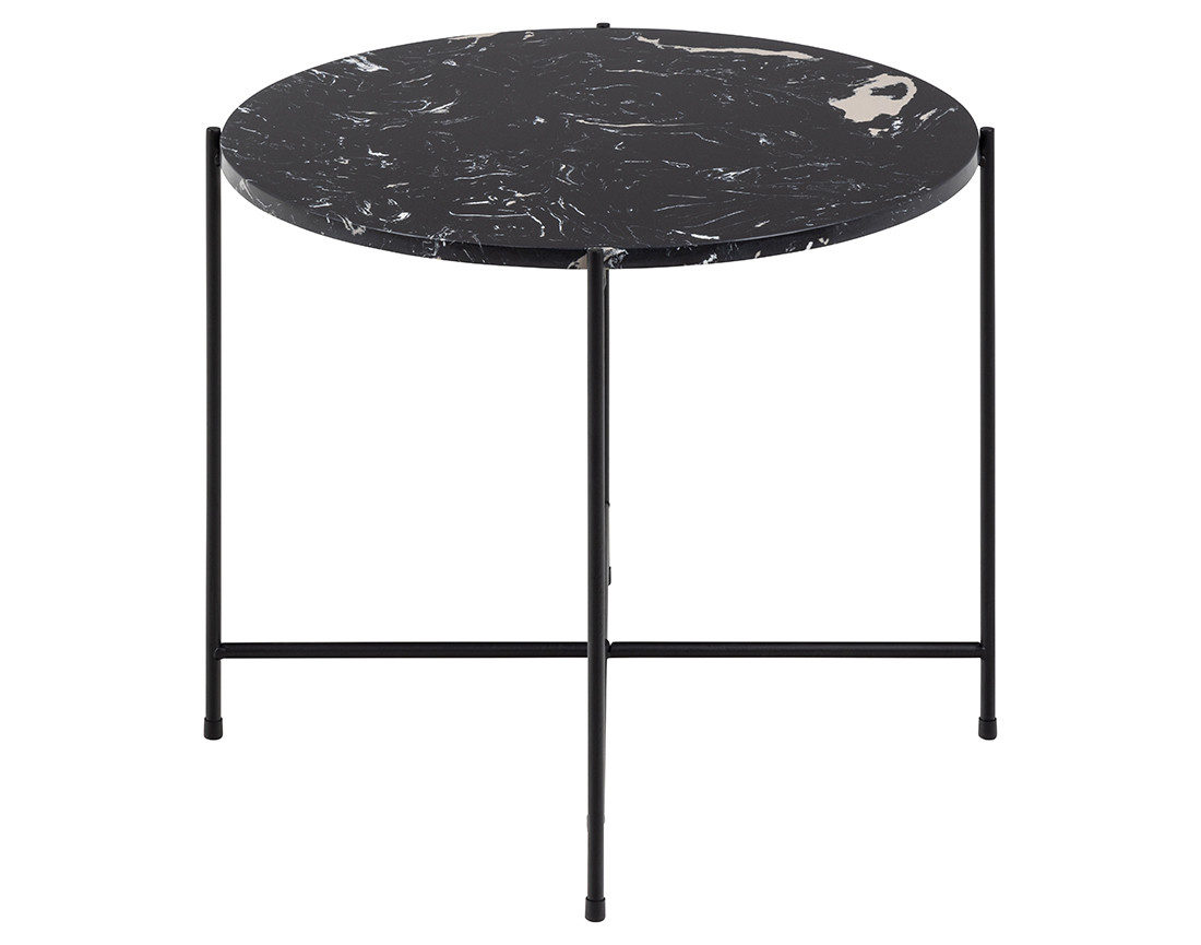 Table basse 52 cm plateau en marbre pieds en acier Ezaro