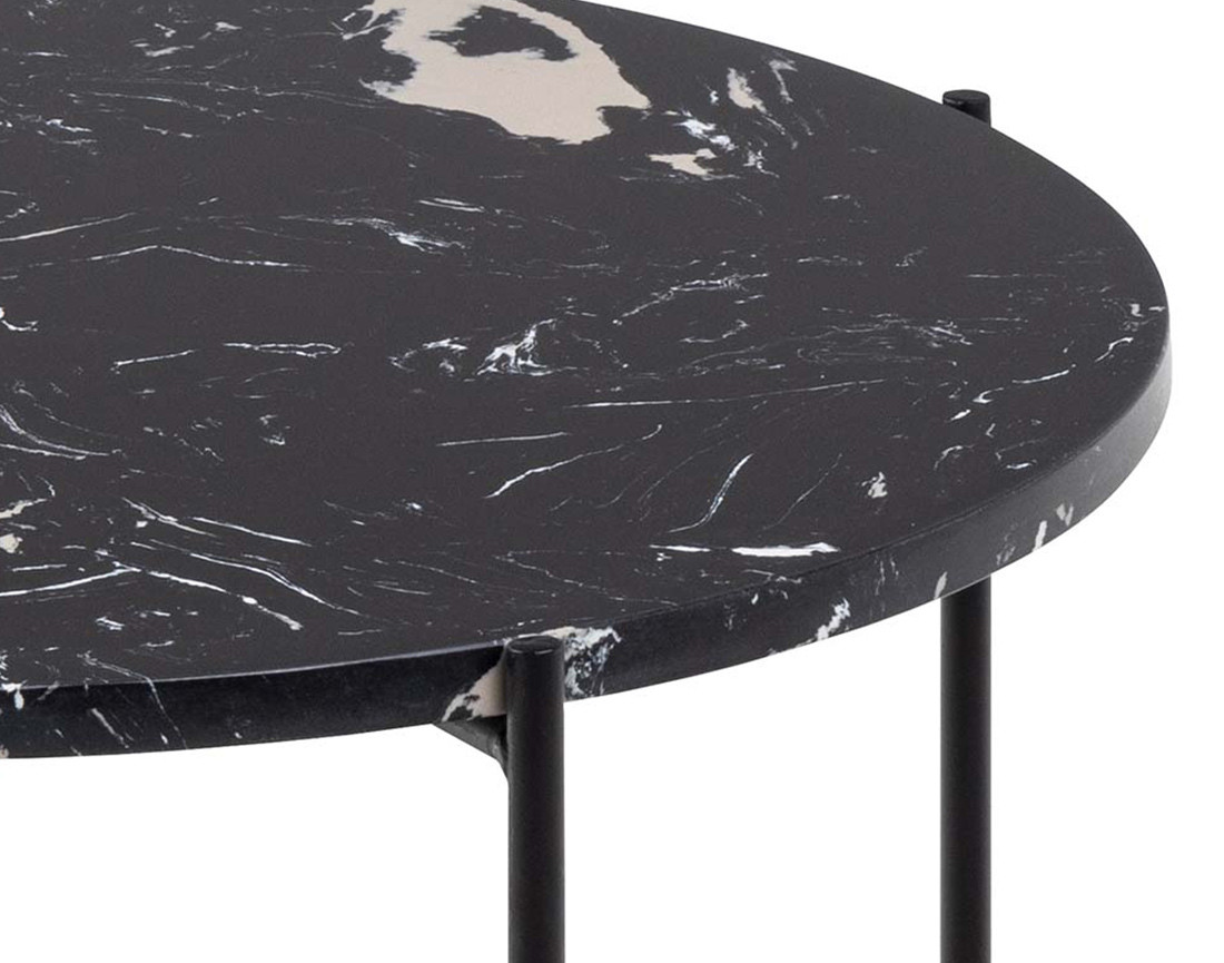 Table basse 52 cm plateau en marbre pieds en acier Ezaro