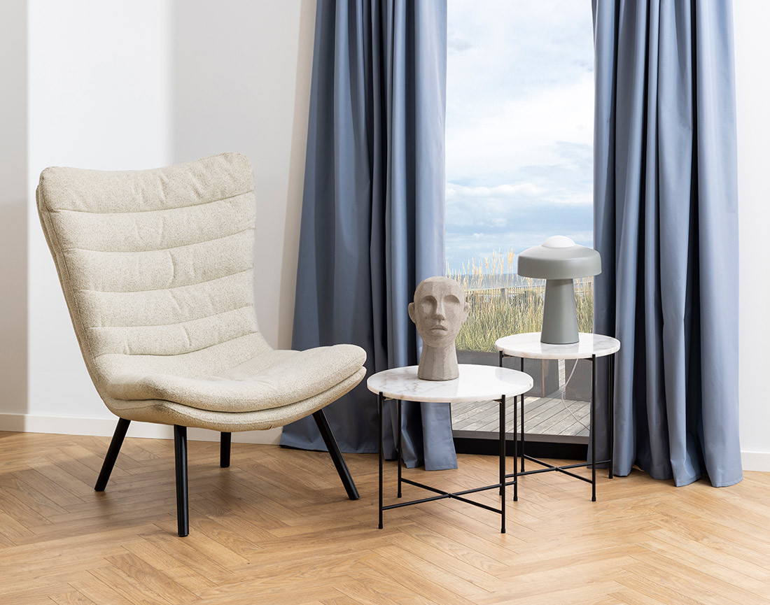 Table basse 52 cm plateau en marbre pieds en acier Ezaro