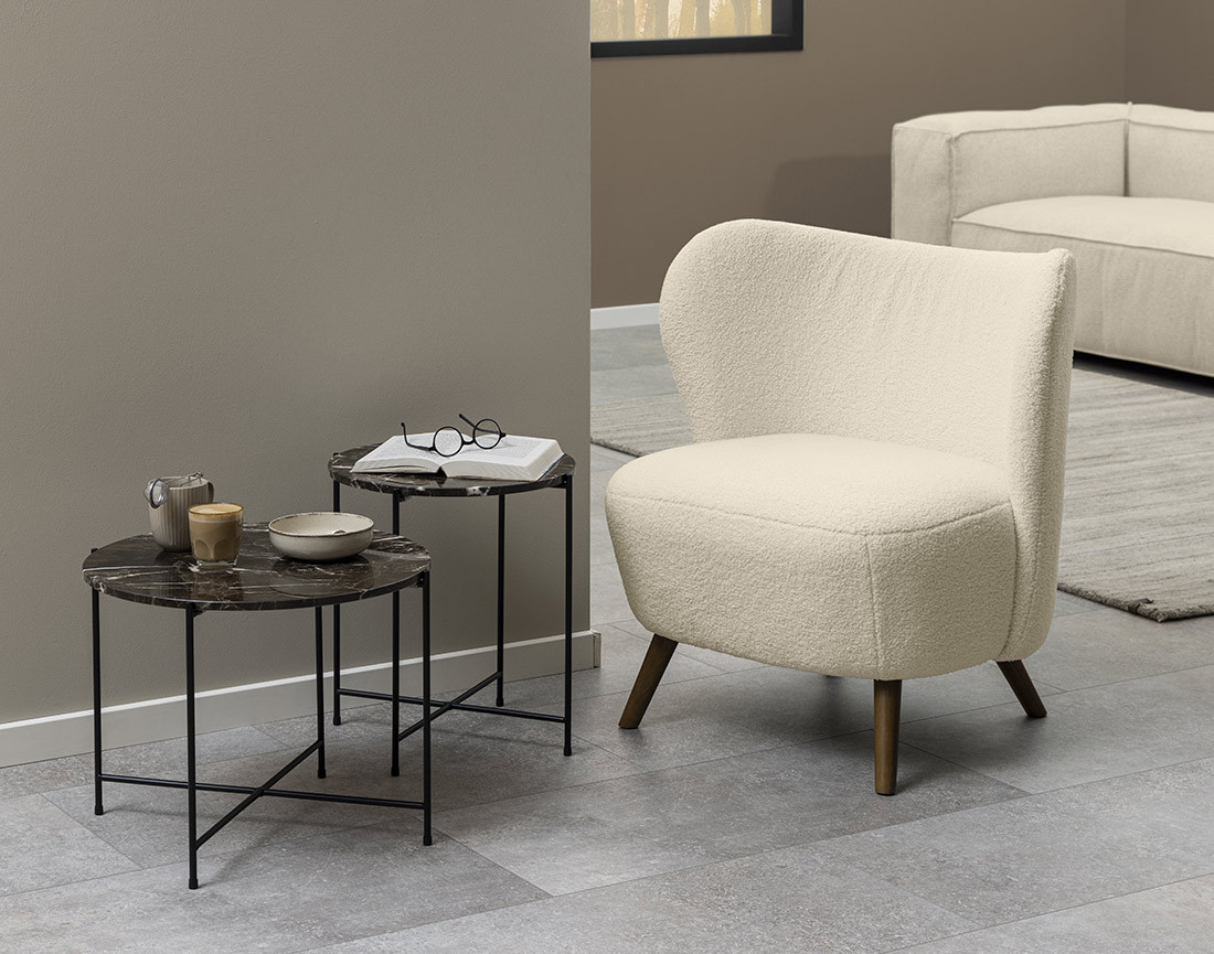 Table basse 52 cm plateau en marbre pieds en acier Ezaro