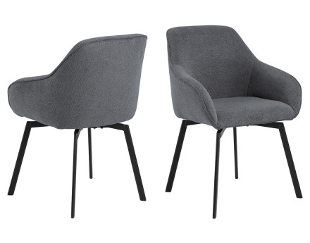 Lot de 2 chaises pivotantes pieds en acier en tissu chenille Juno