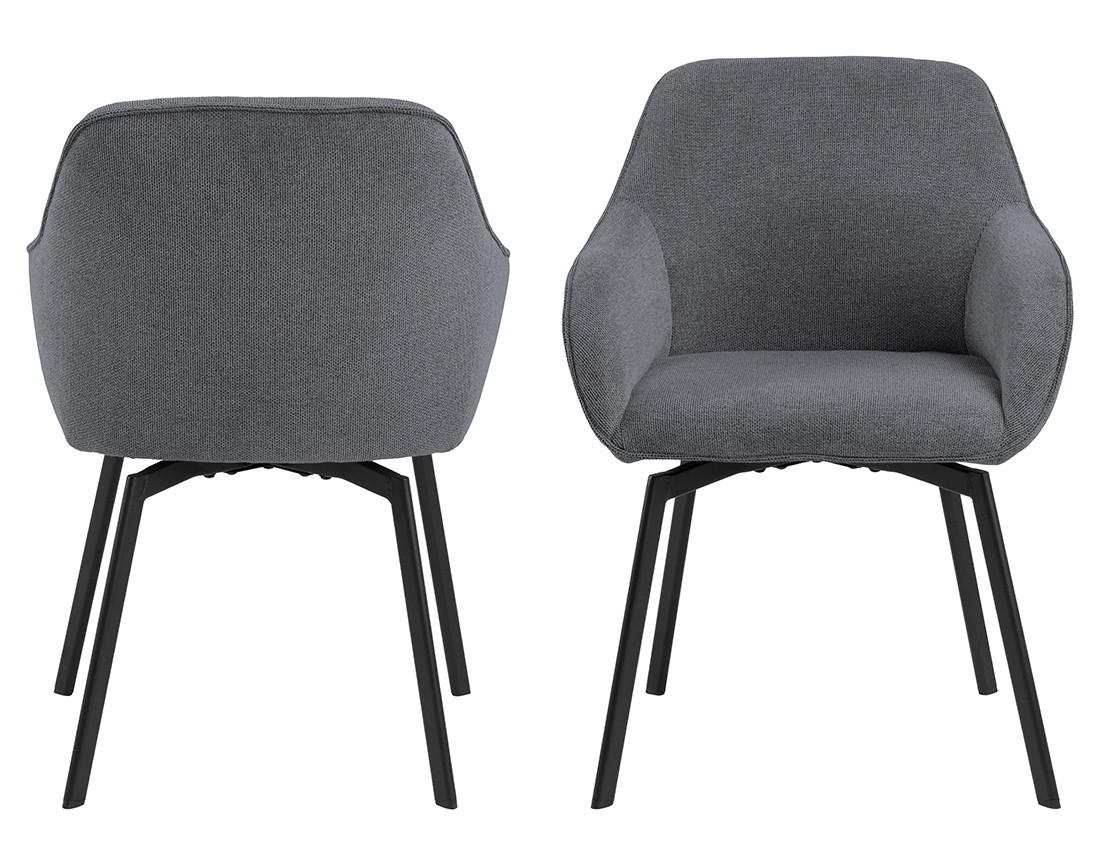 Lot de 2 chaises pivotantes pieds en acier en tissu chenille Juno