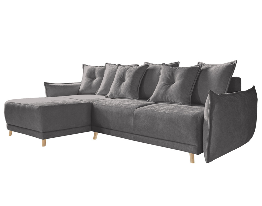 Lena - Canapé scandinave d'angle réversible convertible avec rangement