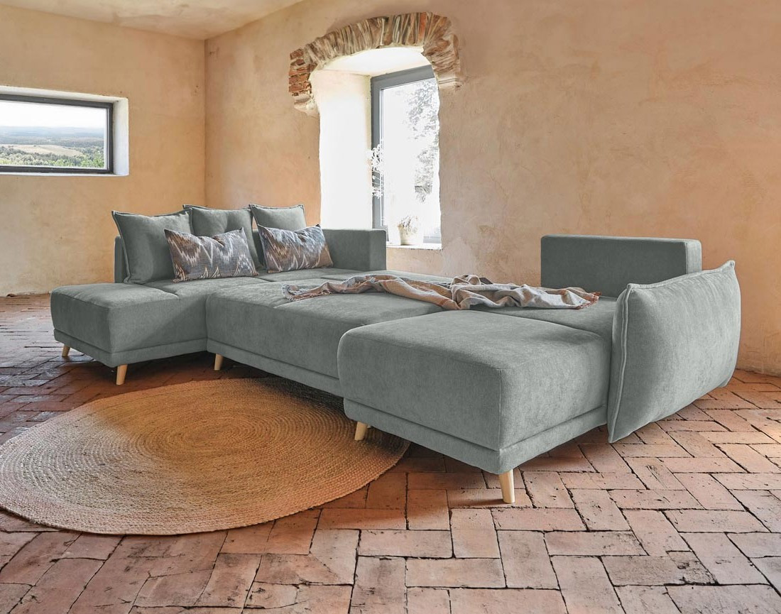Lena - Canapé scandinave d'angle panoramique convertible gauche