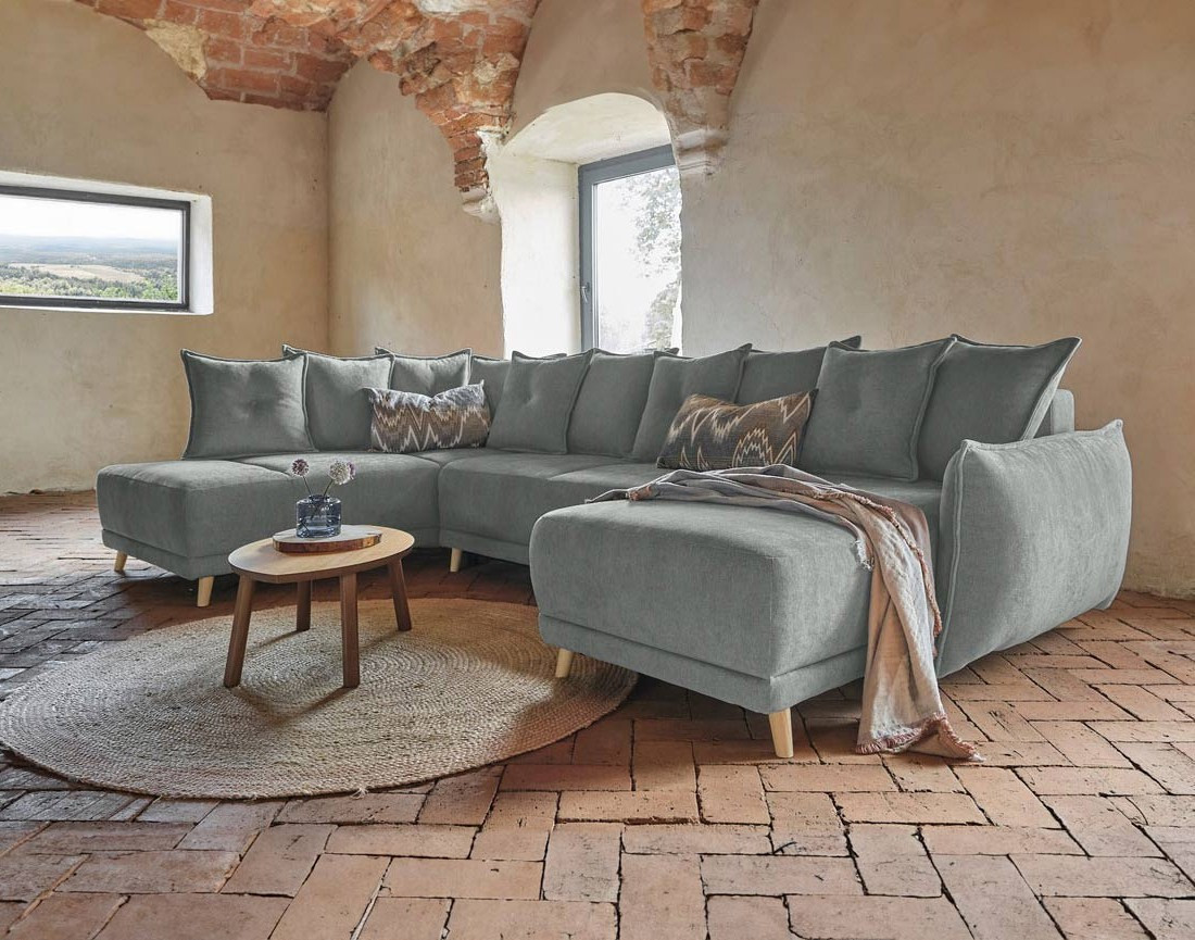 Lena - Canapé scandinave d'angle panoramique convertible gauche