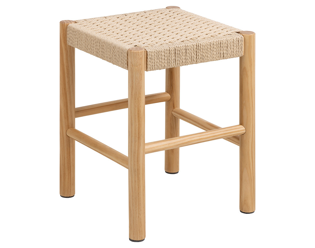 Tabouret en bois et corde tressée H 45cm  Liora
