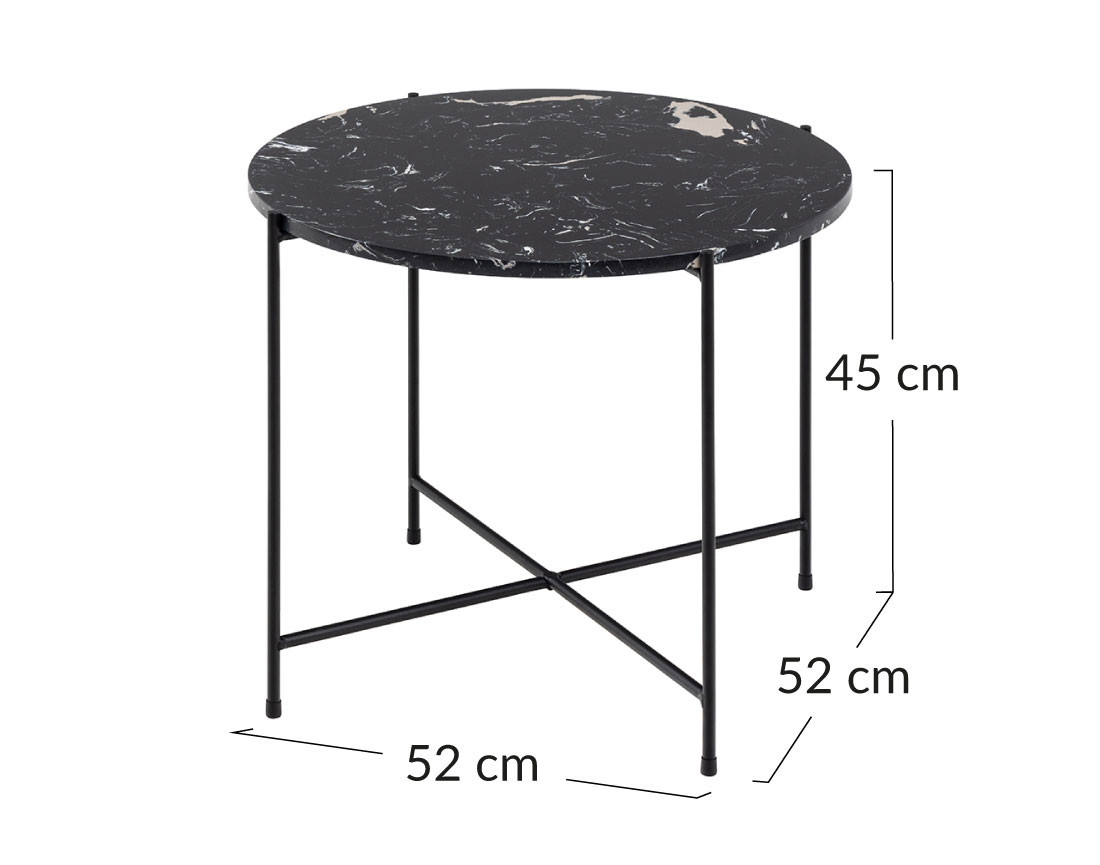 Table basse 52 cm plateau en marbre pieds en acier Ezaro