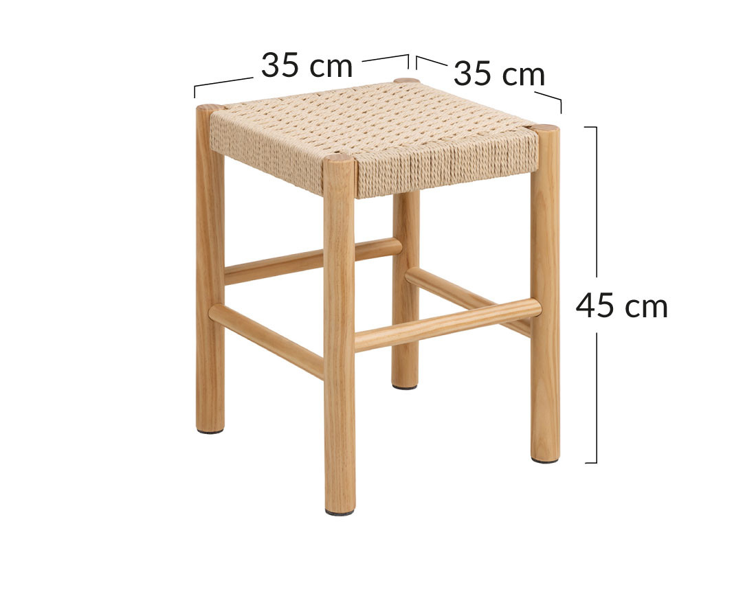 Tabouret en bois et corde tressée H 45cm  Liora