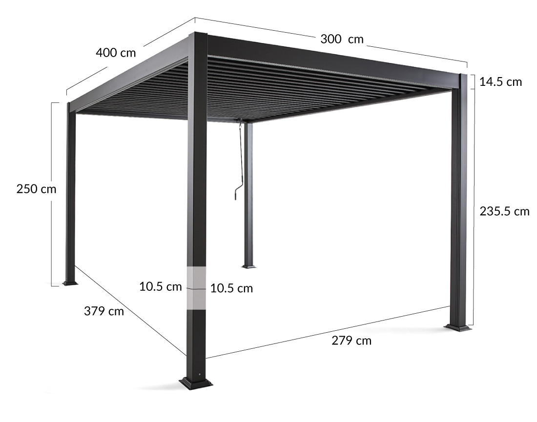 Pergola bioclimatique aluminium 4x3m gris anthracite Cherry