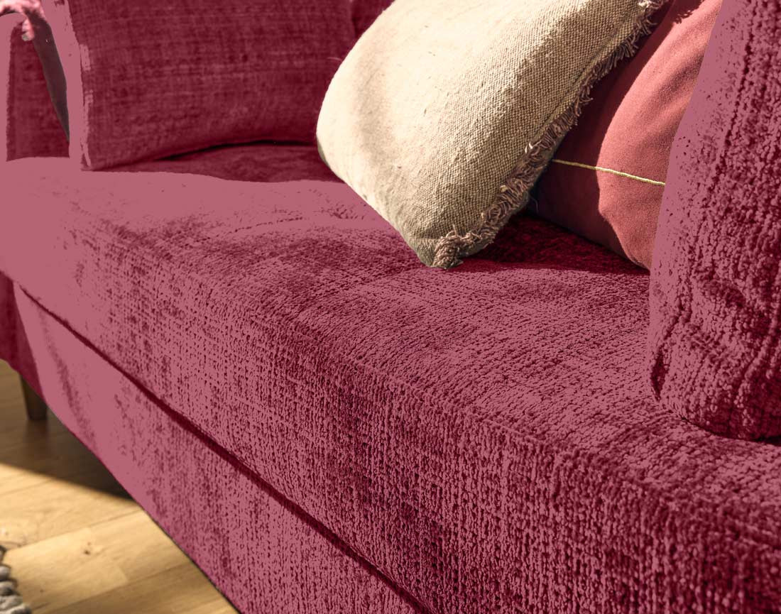 Canapé droit 2 places avec poche en velours texturé Anna