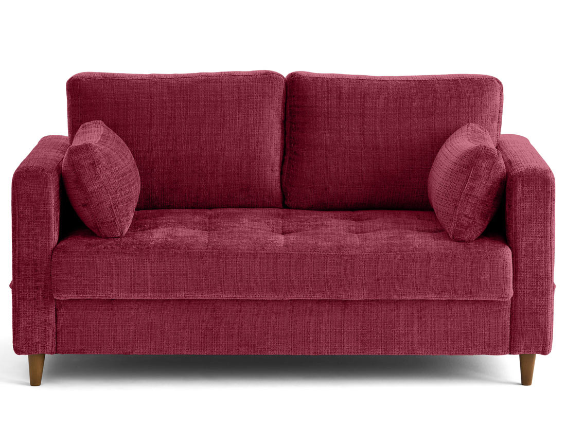 Canapé droit 2 places avec poche en velours texturé Anna