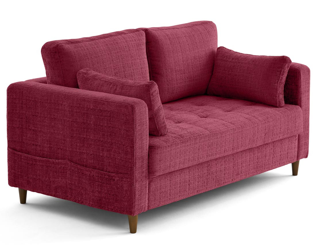 Canapé droit 2 places avec poche en velours texturé Anna