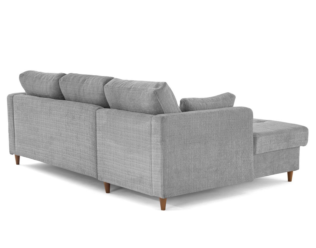 Canapé d'angle gauche 4 places convertible avec coffre en velours texturé Anna