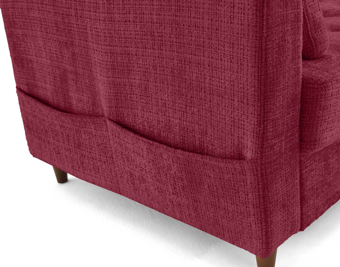 Canapé panoramique d'angle droit 7 places convertible avec coffre en velours texturé Anna