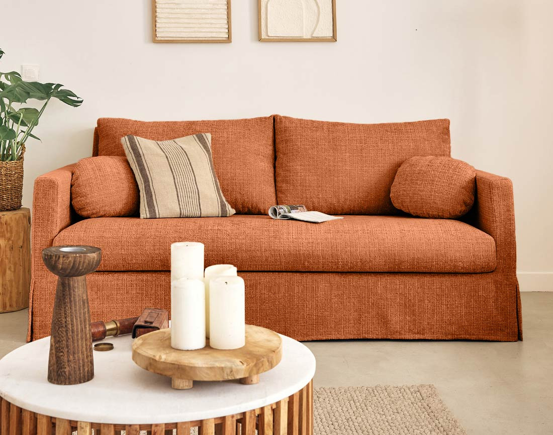 Housse en velours texturé pour canapé 3 places Serena