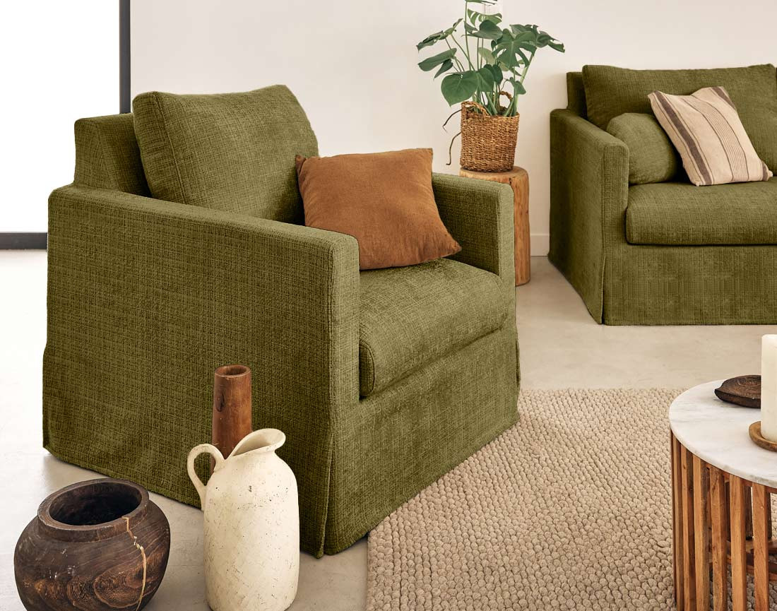 Housse en velours texturé pour fauteuil Serena