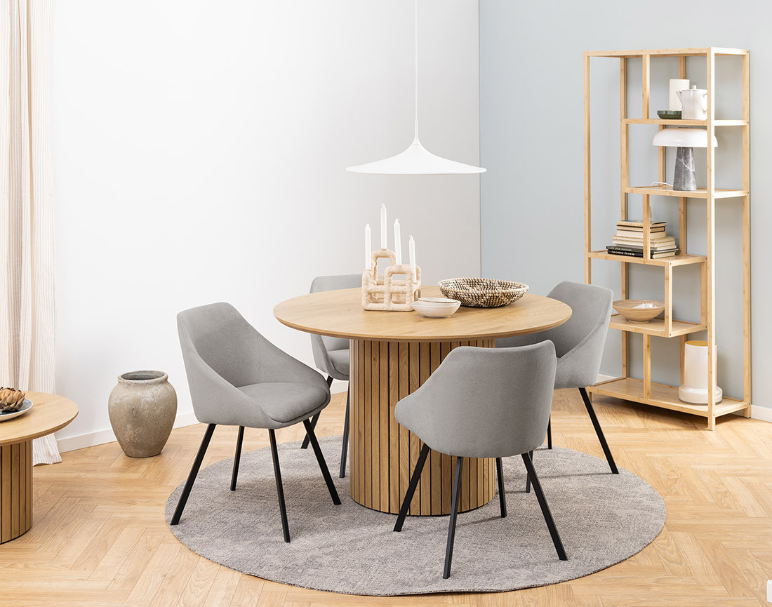 Table à manger ronde bois effet chêne 4 personnes Tardis