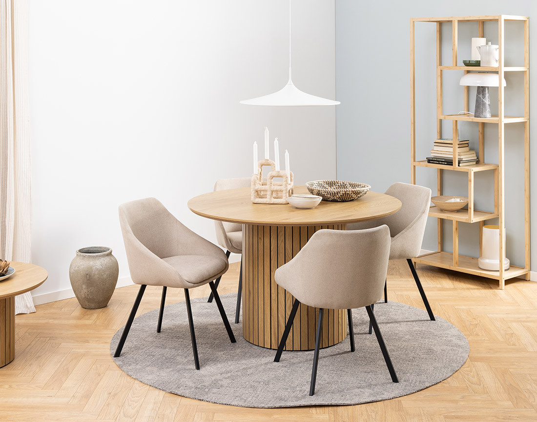 Table à manger ronde bois effet chêne 4 personnes Tardis